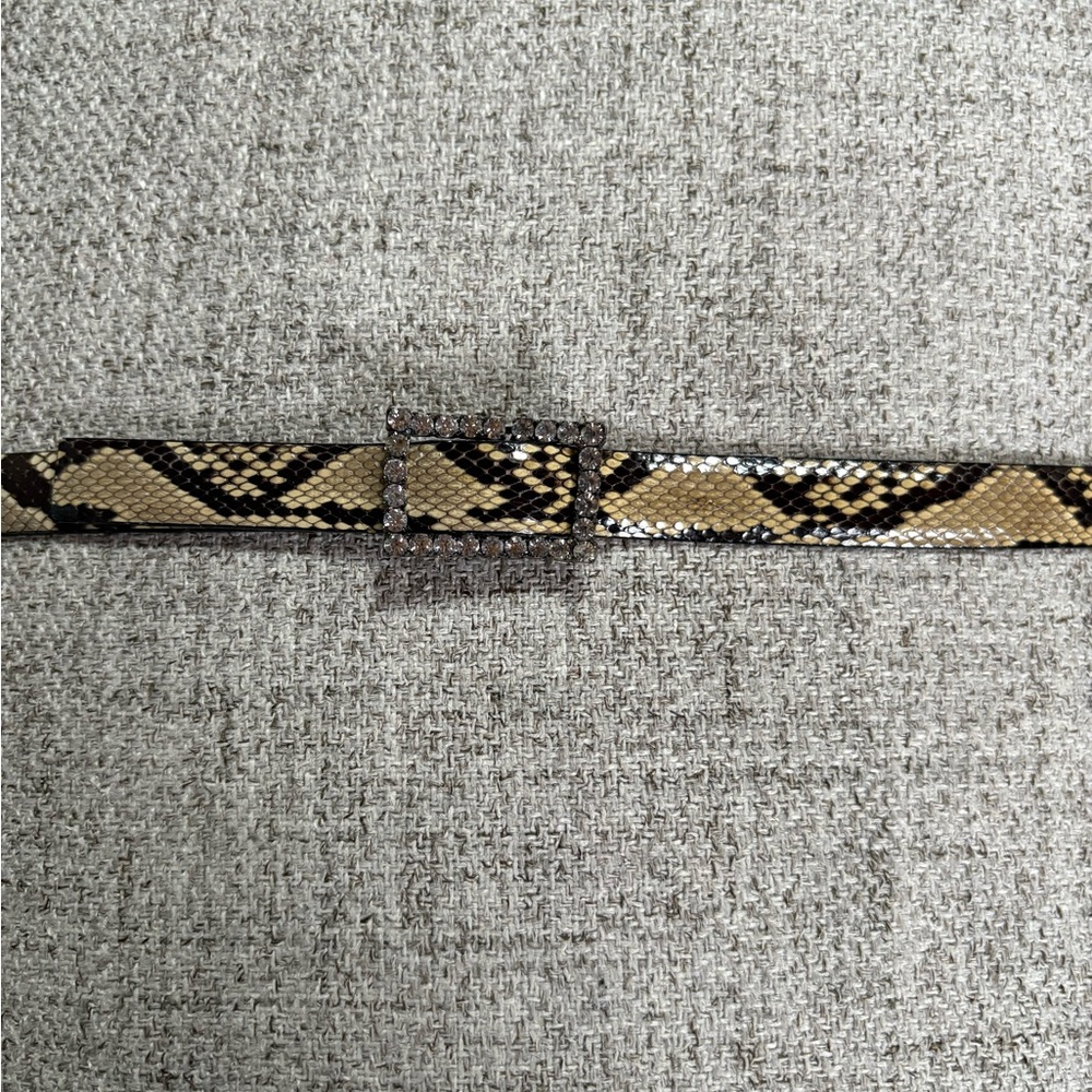 Saks Fifth Avenue Genuine Python Leather Belt with Rhinestone Buckle